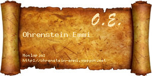 Ohrenstein Emmi névjegykártya
